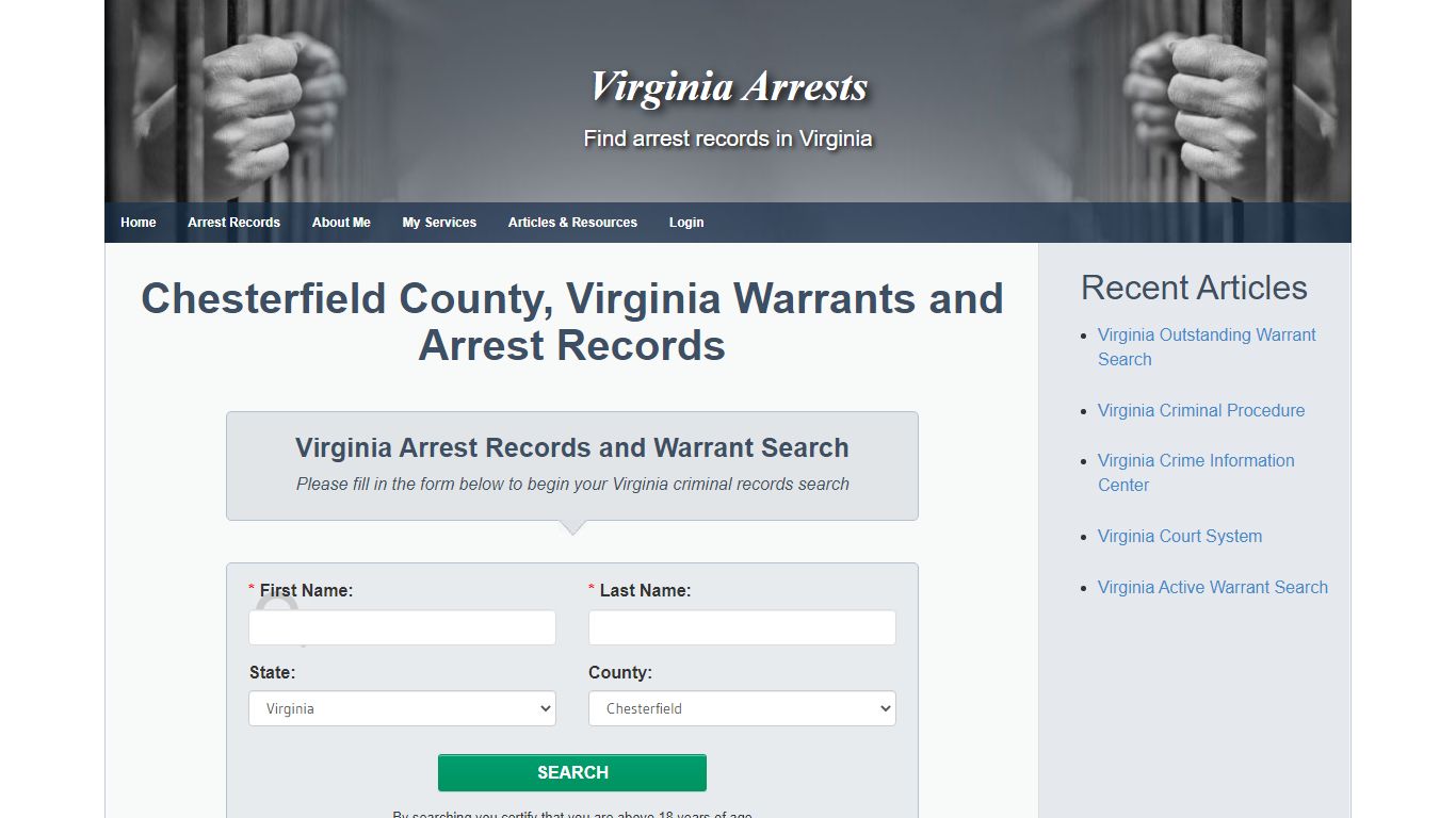 Chesterfield County, Virginia Warrants and Arrest Records